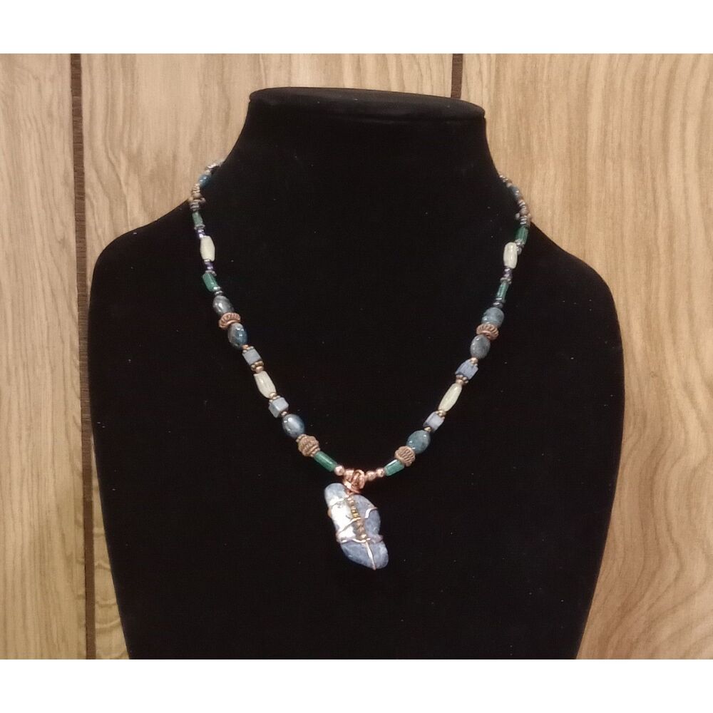 Vintage Shaver Rocko Cooper Lapis Quartz Beaded 20" Toggle Clasp Necklace